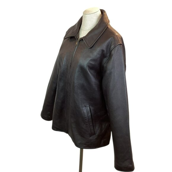 Eddie Bauer Stine Legend Moto Jacket Womens XL Genuine Pebbled Leather Jacket Bl - Picture 3 of 11